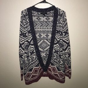 forever 21 red, white, and blue patterned cardigan